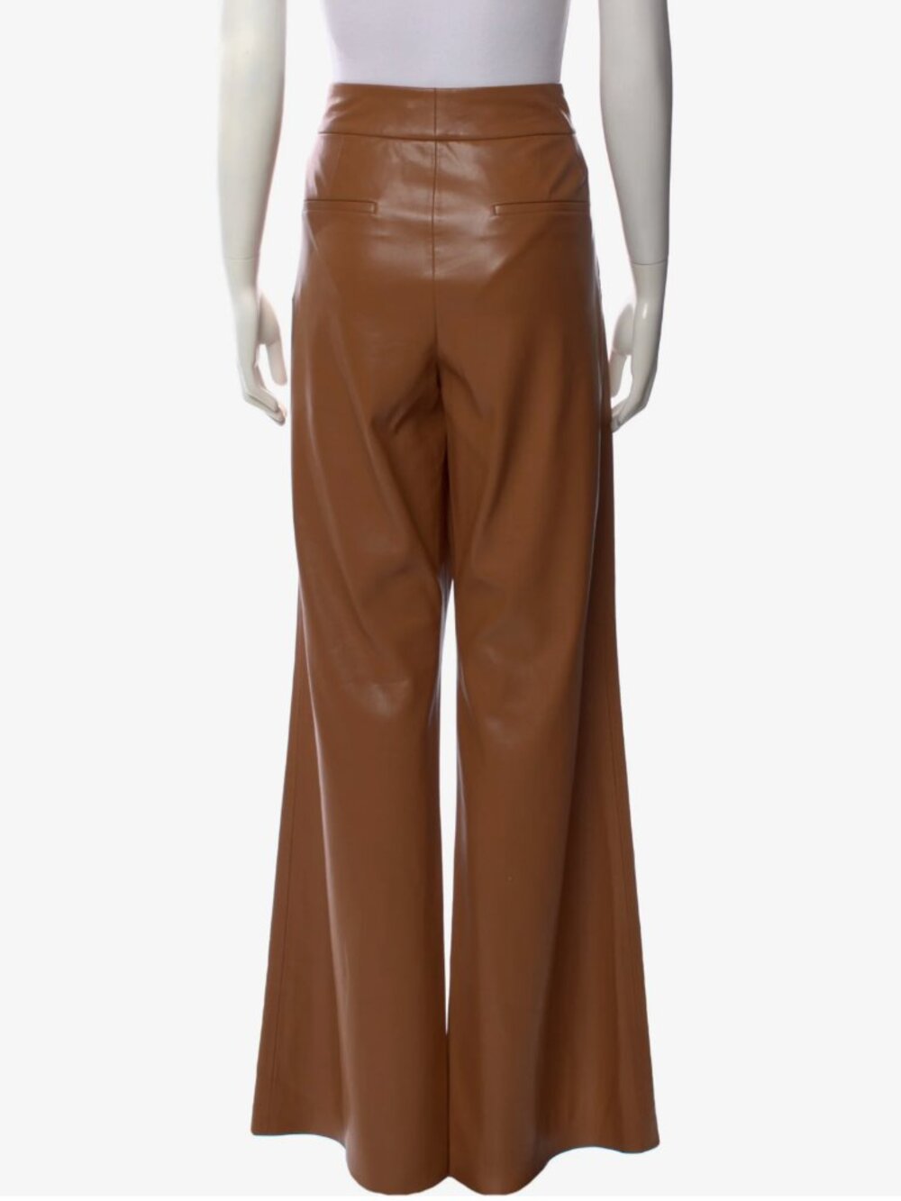 Alice + Olivia Tan Vegan Leather Wide Leg Pants Size 10 - Picture 4 of 4